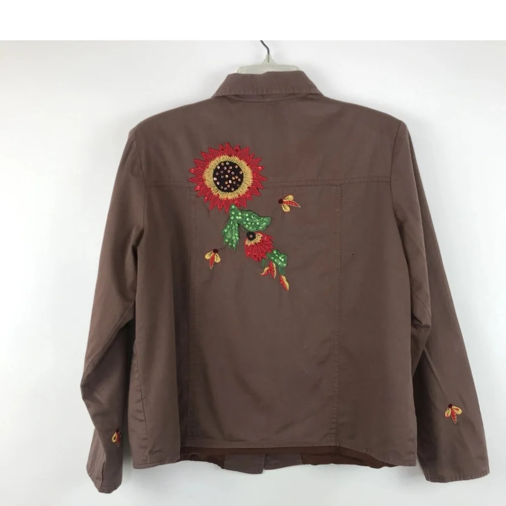 Tapestry Patch Sunflowers & Bees Jacket VINTAGE NWOT - Picture 4 of 5
